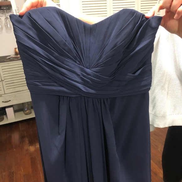 Blue Strapless Bridesmaid Dress - Picture 7 of 9